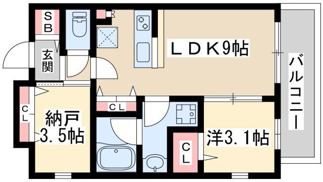 スプランディッド新大阪8(1SLDK/13階)の間取り写真