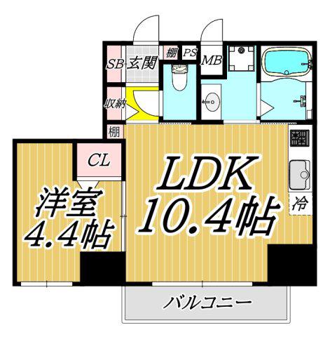 BROOKLYN SQUARE(1LDK/6階)の間取り写真