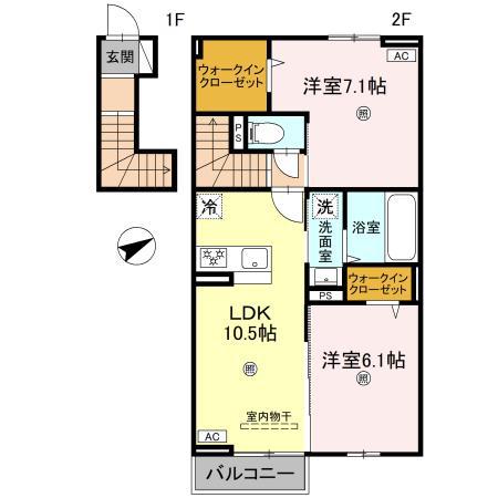 D-ROOMイグ(2LDK/2階)の間取り写真