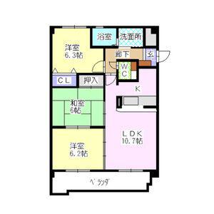 ファインパレス徳重(3LDK/3階)の間取り写真