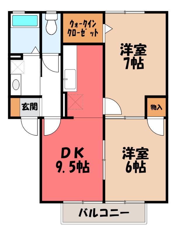 コージーコート(2DK/2階)の間取り写真