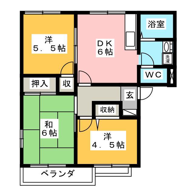 シティーハイム・ロイヤル(3DK/2階)の間取り写真