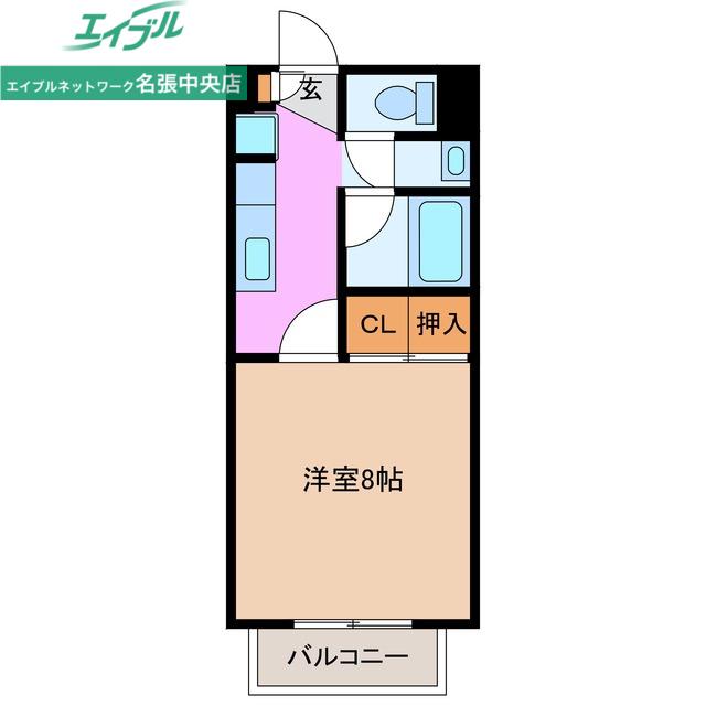 エクセルハイムD(1K/1階)の間取り写真