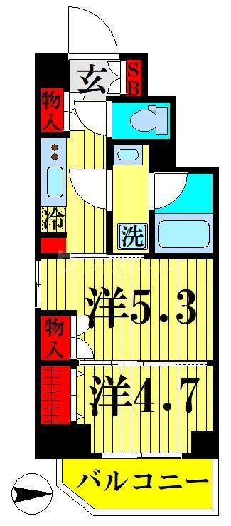 ルフレプレミアム押上(2K/6階)の間取り写真