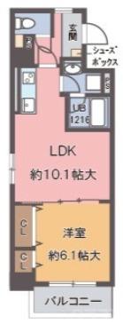 VISTA YUA(1LDK/4階)の間取り写真