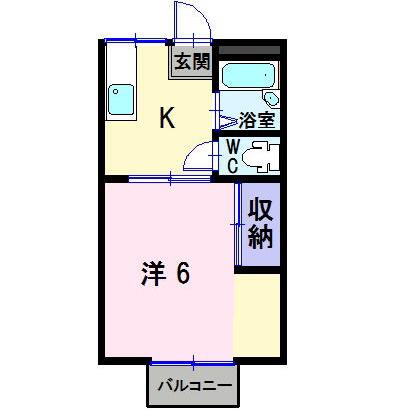 コーポ吉備路B棟(1K/2階)の間取り写真