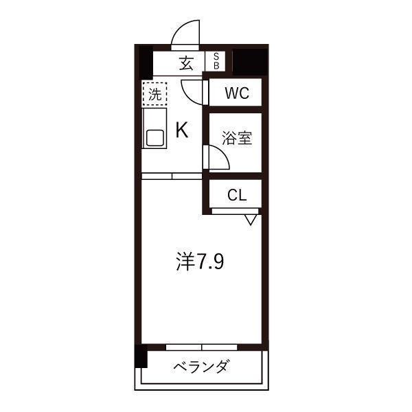 クリエイティブ一宮(1K/4階)の間取り写真