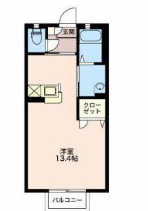 クレールB(1K/2階)の間取り写真