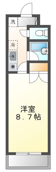 レジデンスK(1K/3階)の間取り写真