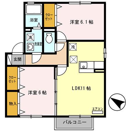 メゾン・ソレイユ(2LDK/1階)の間取り写真
