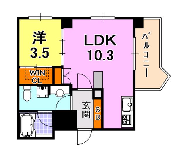 LTOAST KOBE(1LDK/9階)の間取り写真