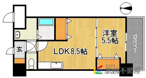 ロイヤル天神東104(1LDK/3階)の間取り写真