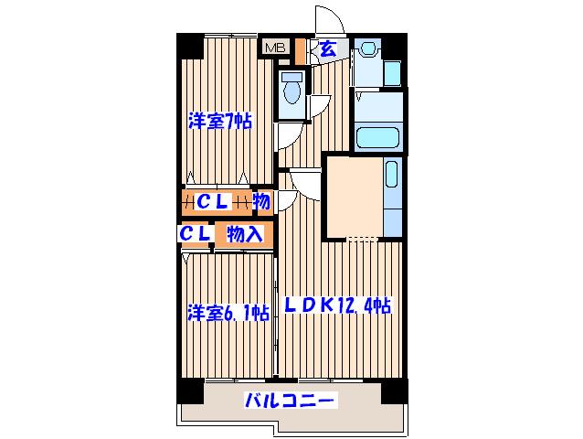ロータス泉中央(2LDK/4階)の間取り写真
