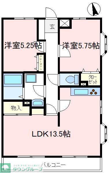 ルミエール柏原(2LDK/3階)の間取り写真