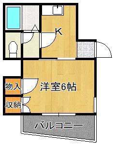 ビブレ北方(1K/4階)の間取り写真