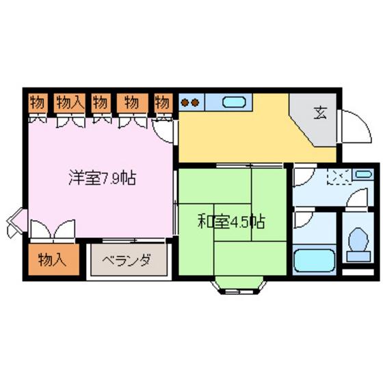 サンシャトー宝(2K/3階)の間取り写真