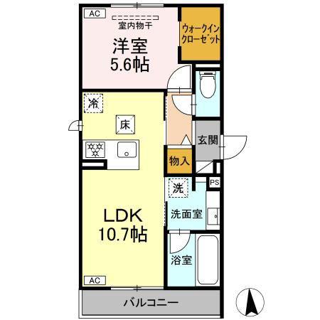 セレスティア旭町(1LDK/1階)の間取り写真