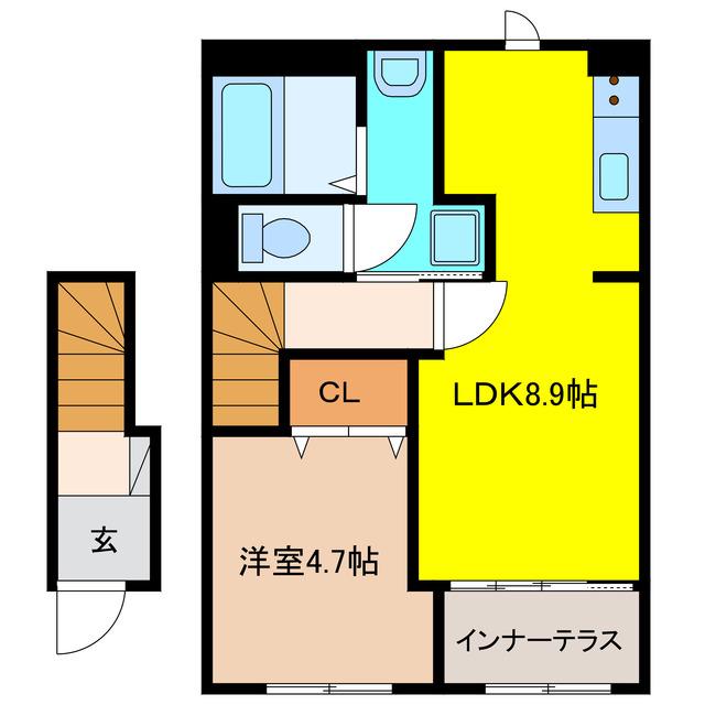 江南市野白町 アパート(1LDK/2階)の間取り写真