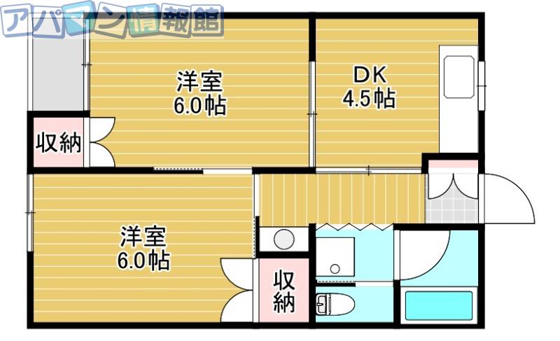 ピアータウン(2DK/2階)の間取り写真