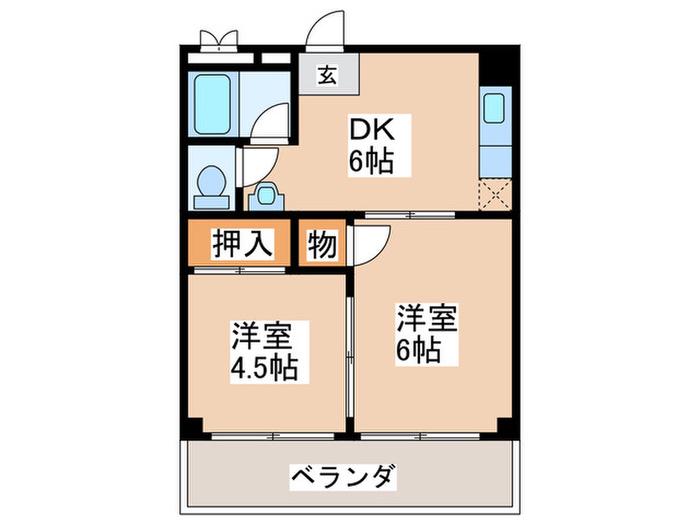 ハイム桜川(2DK/2階)の間取り写真