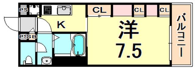リブリ・リヴェール南七松町(1K/3階)の間取り写真