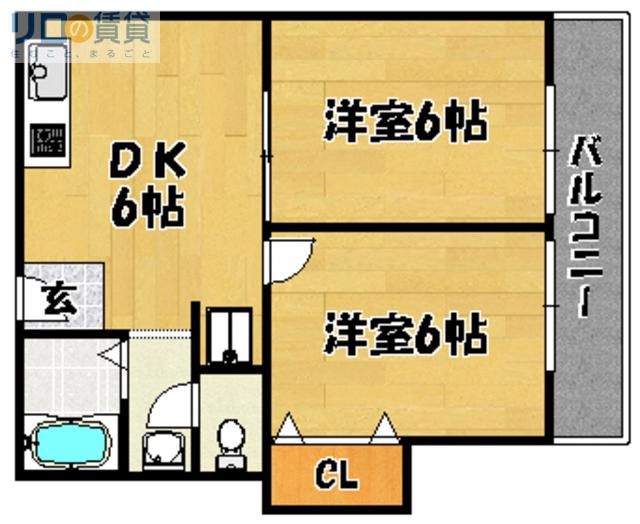 井上マンション(2DK/4階)の間取り写真