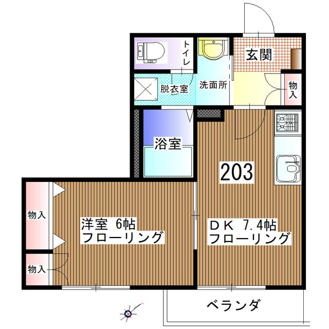 メゾンAKI(1DK/2階)の間取り写真