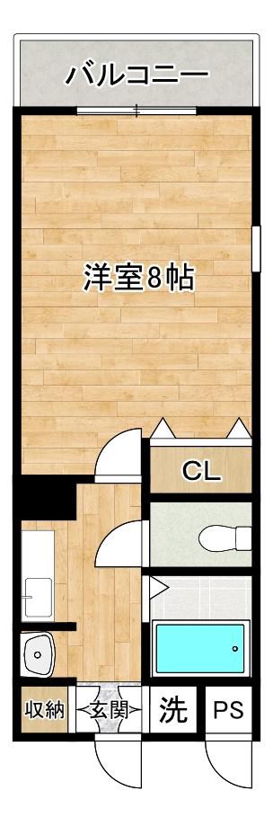 19-CUBE(1K/2階)の間取り写真