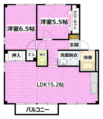 フォブールII中村(2LDK/1階)の間取り写真