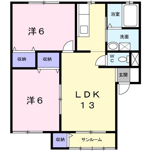 メゾン・ド・シャルムIIIA(2LDK/2階)の間取り写真
