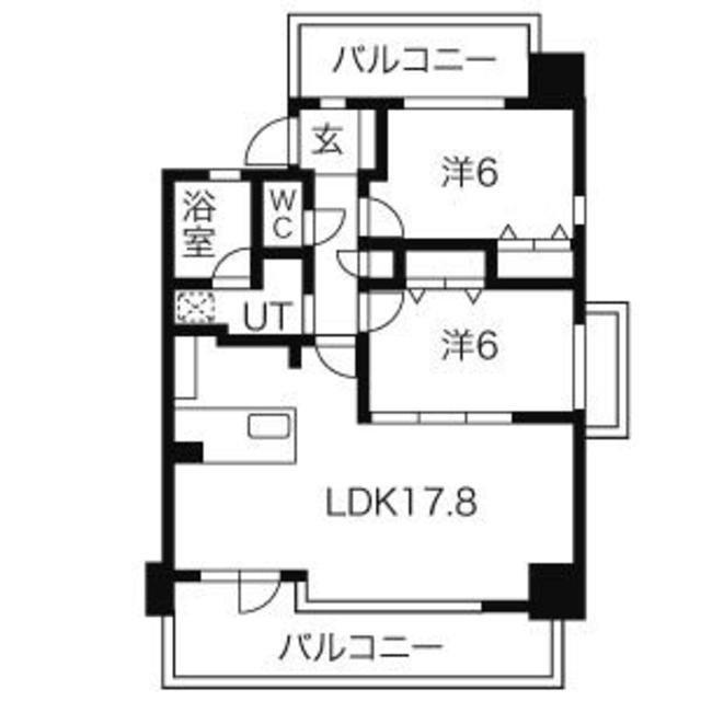茶屋ヶ坂ライズ(2LDK/9階)の間取り写真