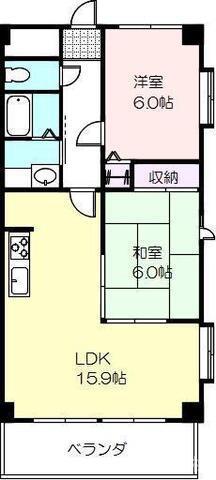KASUGAハイツ(2LDK/2階)の間取り写真