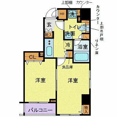 トーシンフェニックス五反田(2K/4階)の間取り写真