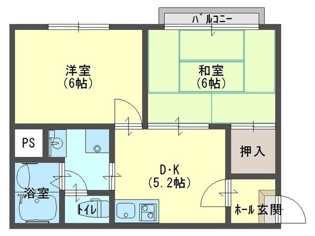 伊丹坂ハイツ(2DK/2階)の間取り写真