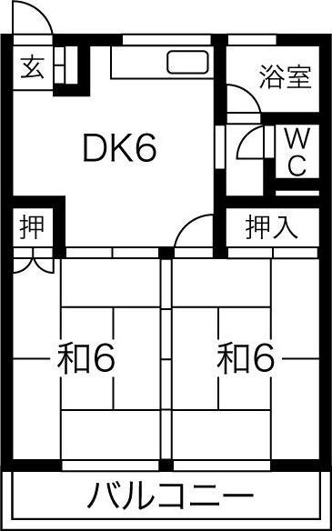 高木ビル(2DK/4階)の間取り写真