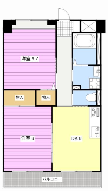 YOU STAGE SHIKATANI(2DK/3階)の間取り写真