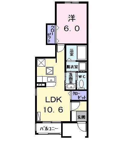 プライム グレイス(1LDK/1階)の間取り写真
