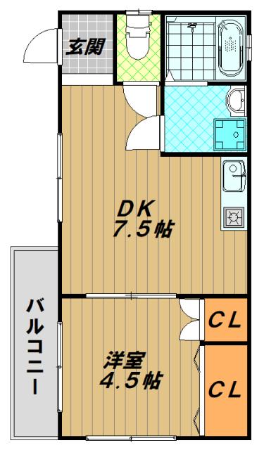常盤ハイツ(1DK/3階)の間取り写真
