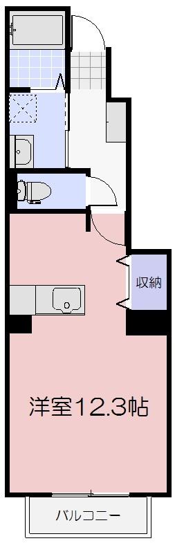 トゥルーランド錦C(ワンルーム/1階)の間取り写真