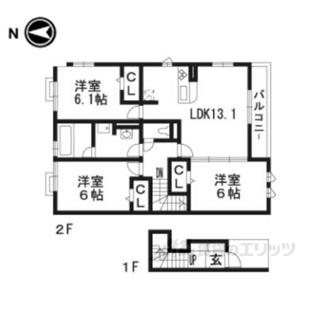ヴェルデ桃山御陵(3LDK/2階)の間取り写真