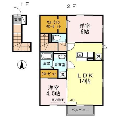 SUNFLOWERHILLS(2LDK/2階)の間取り写真
