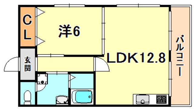 クィーンズハイツ名倉(1LDK/1階)の間取り写真