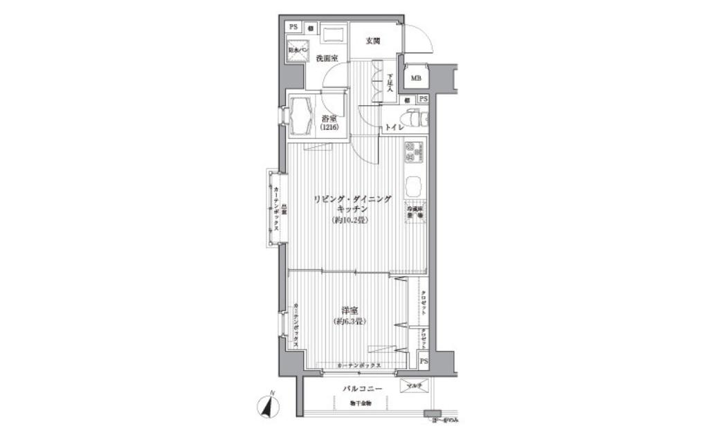メゾンカルム西新宿(1LDK/5階)の間取り写真