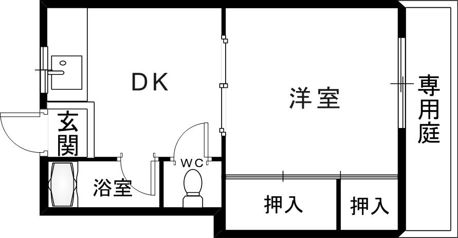 内田ハウス(1DK/1階)の間取り写真