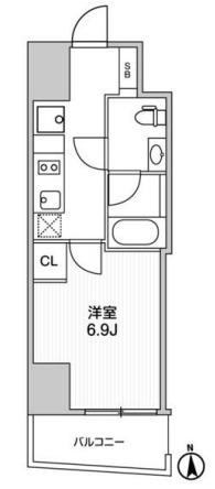 ルミーク文京湯島(1K/6階)の間取り写真