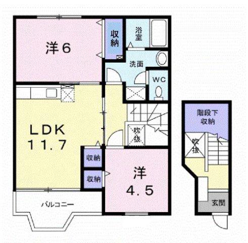 メゾンドアヴェニューE(2LDK/2階)の間取り写真