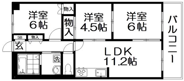 パークヒルズ(3LDK/1階)の間取り写真