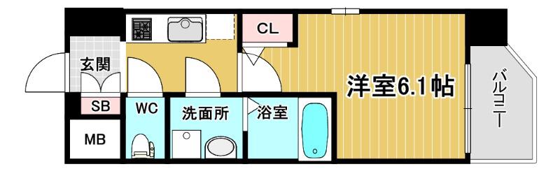 JMFレジデンス桜ノ宮(1K/8階)の間取り写真