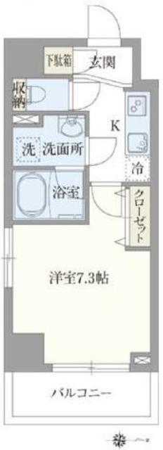 ライトテラス赤羽(1K/2階)の間取り写真
