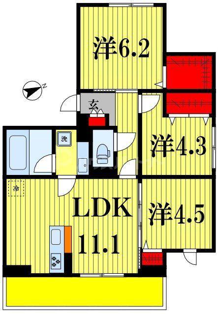 IRENE(3LDK/2階)の間取り写真